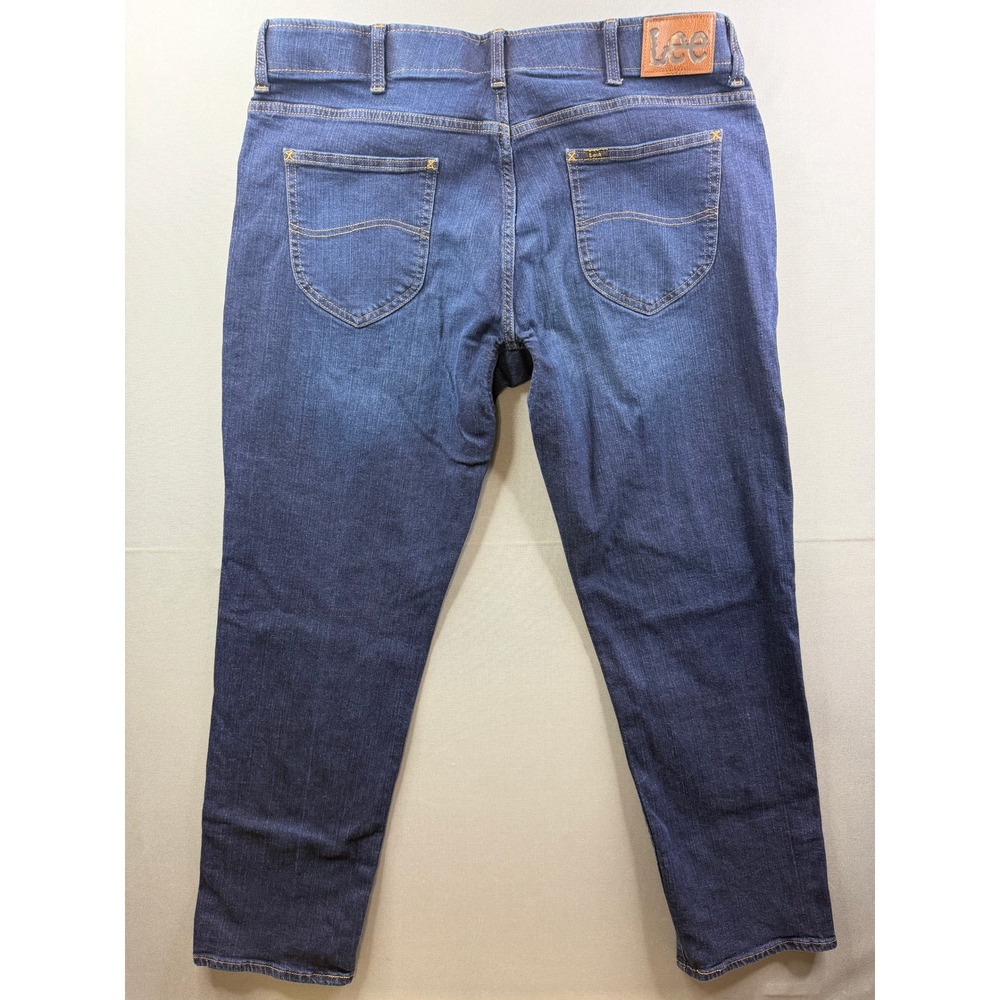 Lee Jeans Mens Blue Dark Wash Stretch Denim 40x31